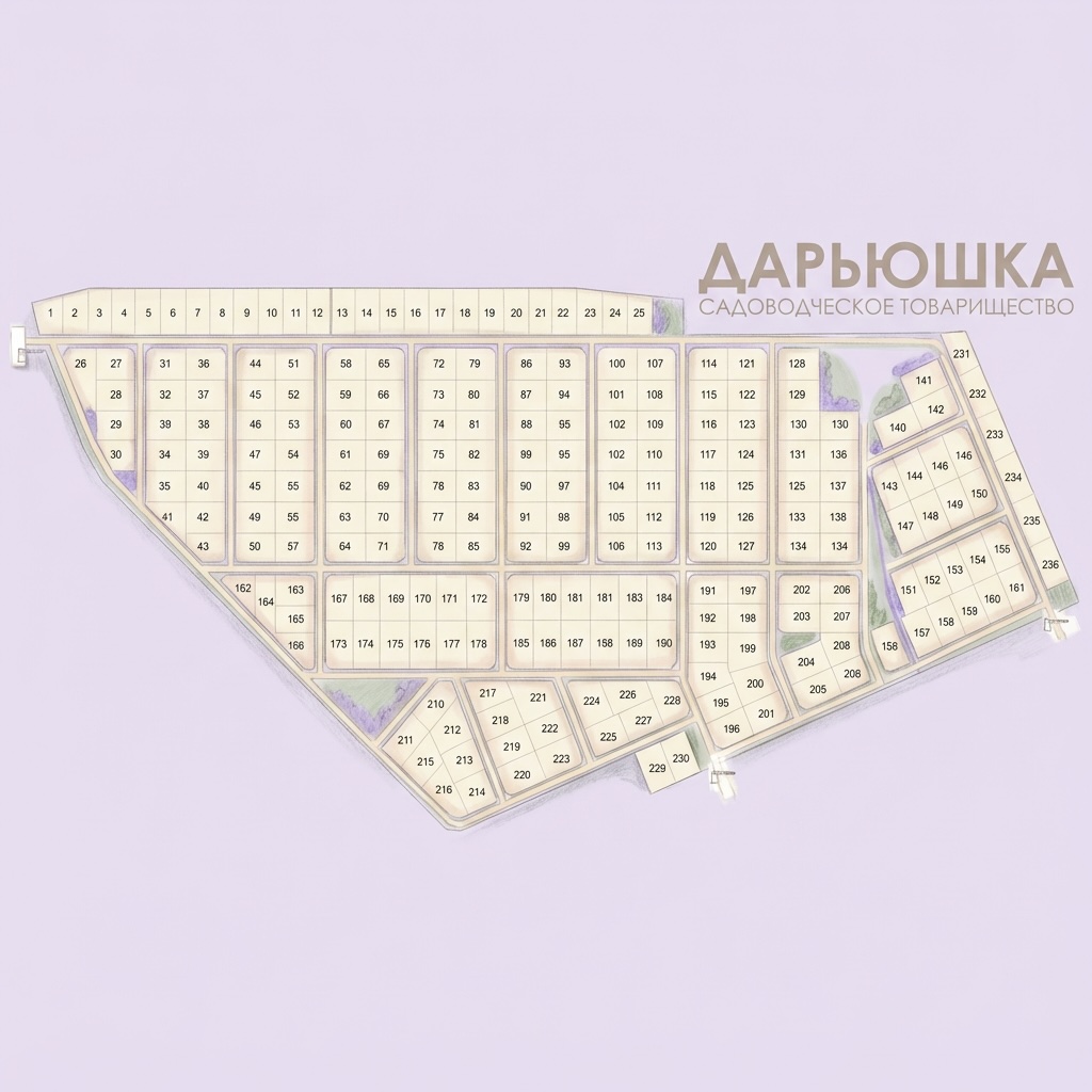 План участков садоводческого товарищества Дарьюшка